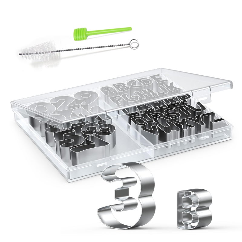HUAFA Alphabet & Number Cookie Cutters Sets of 35 Pieces Mold Tools for Fondant Biscuit, Cake, Fruit, Vegetables, or Dough Stainless Steel - Image 2